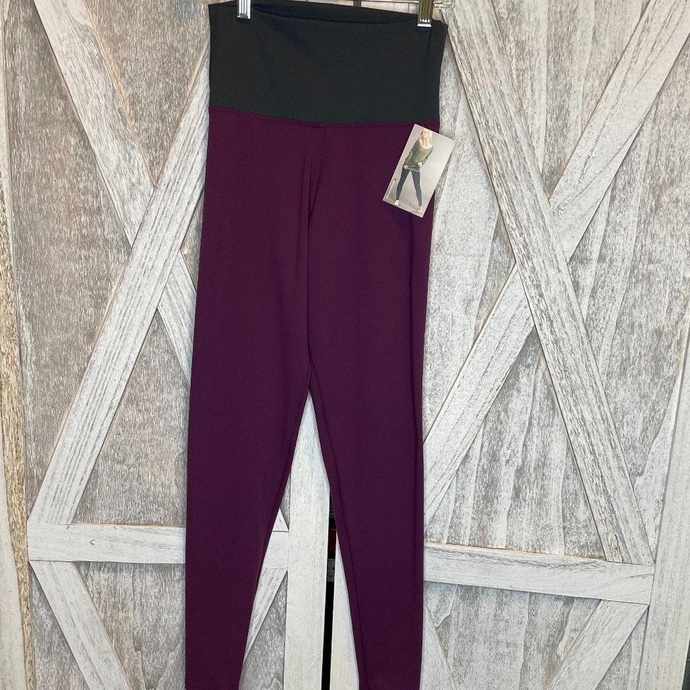 Deep Purple and Grey Spandex Dance Leggings